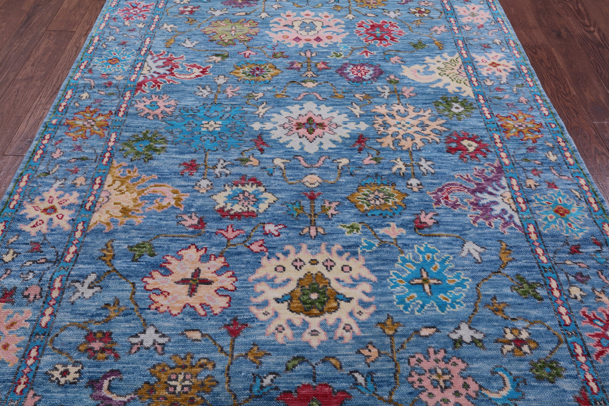 Blue Turkish Oushak Hand Knotted Wool Rug - 6' 1" X 9' 2" - Golden Nile