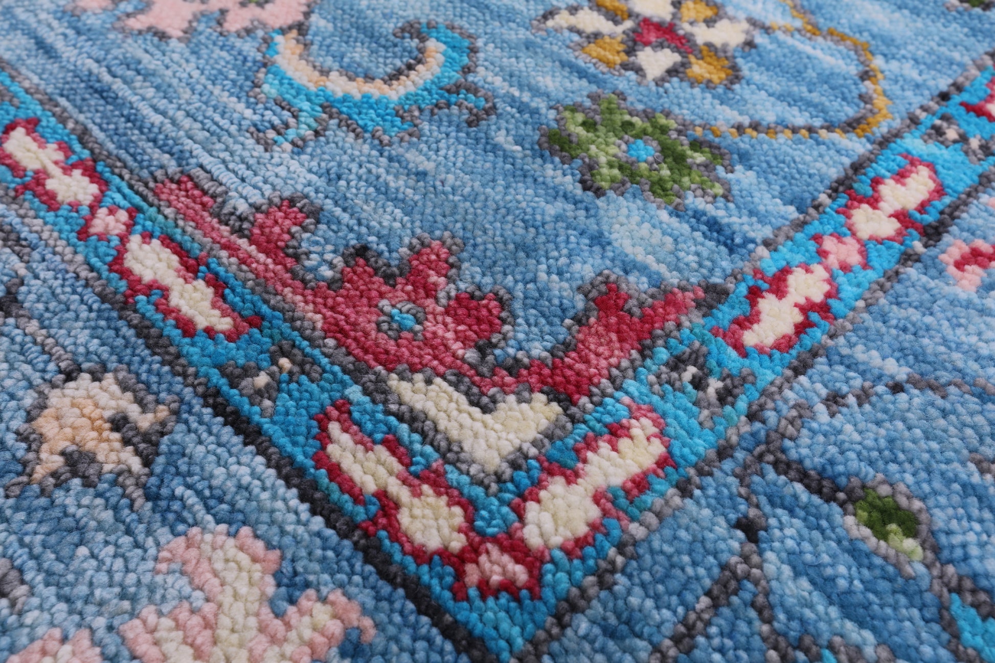 Blue Turkish Oushak Hand Knotted Wool Rug - 6' 1" X 9' 2" - Golden Nile