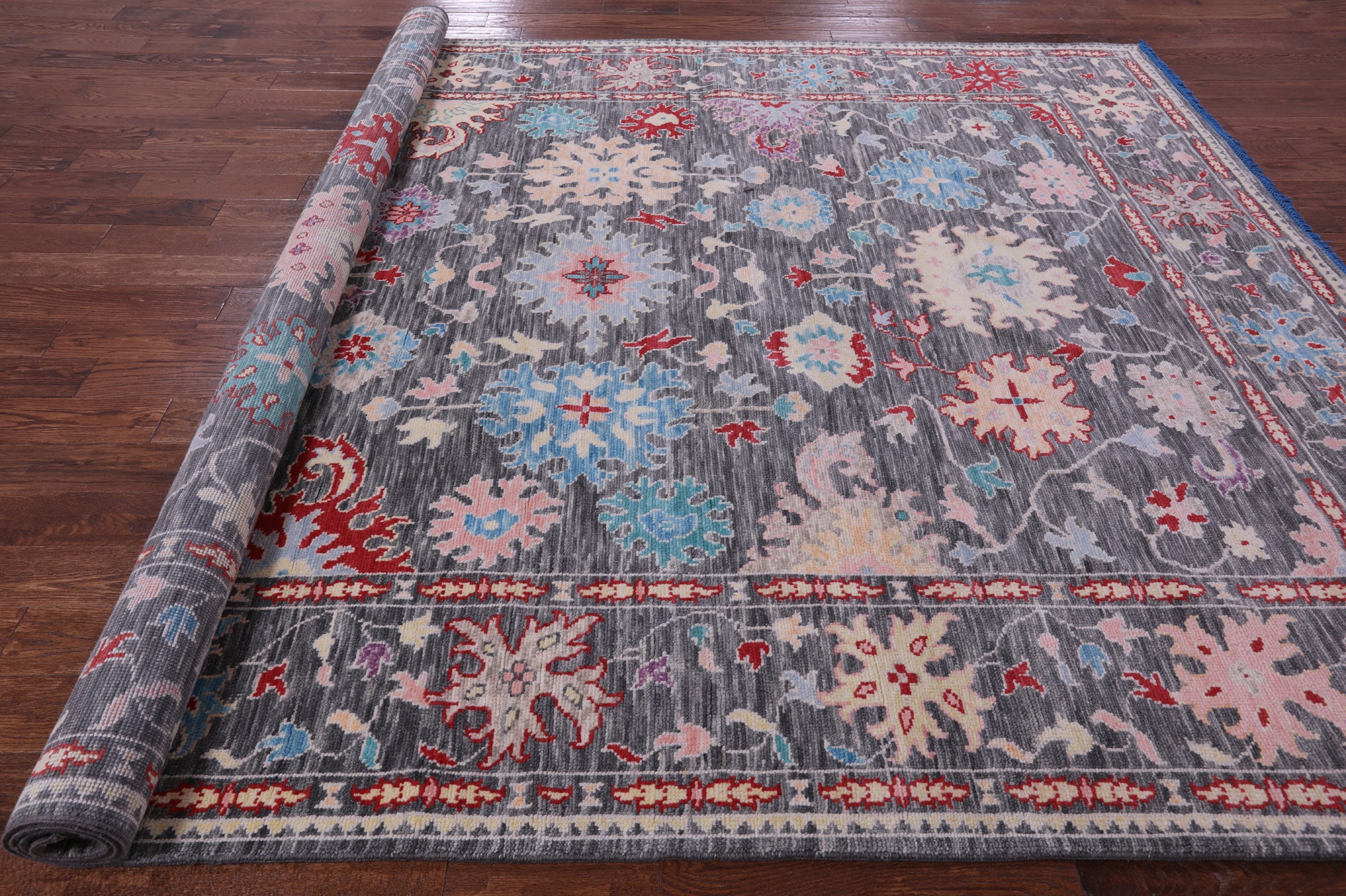 Grey Turkish Oushak Hand Knotted Wool Rug - 8' 11" X 11' 11" - Golden Nile