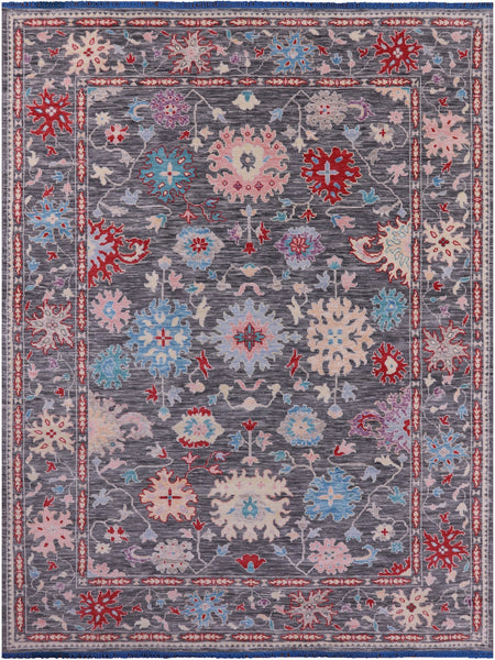 Grey Turkish Oushak Hand Knotted Wool Rug - 8' 11" X 11' 11" - Golden Nile