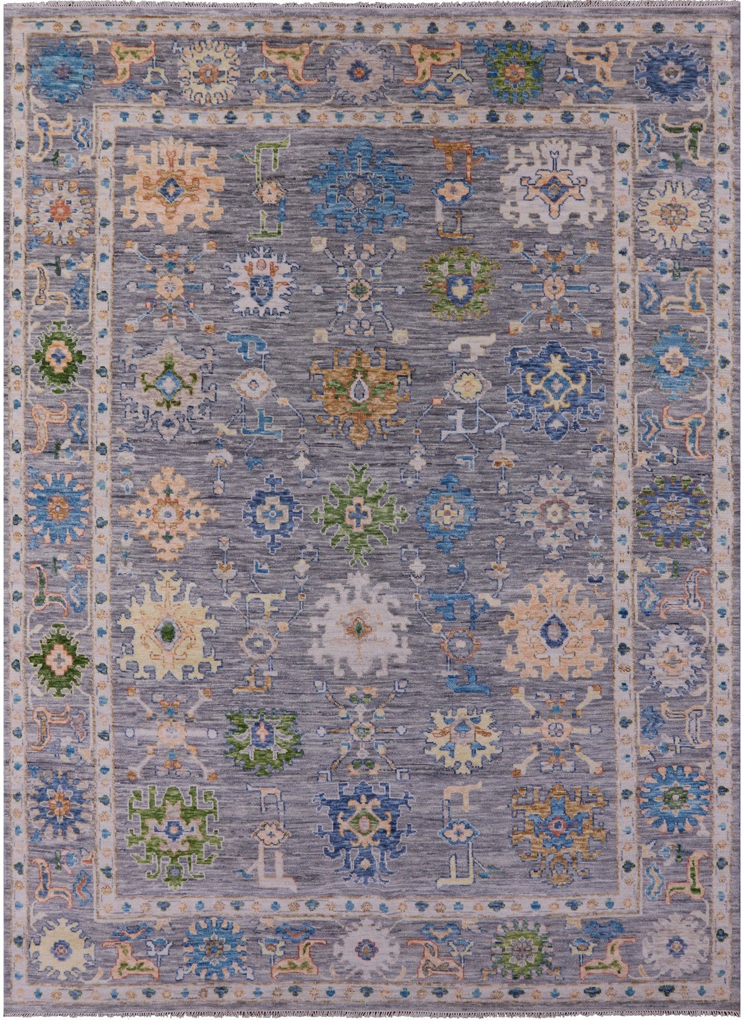 Grey Turkish Oushak Hand Knotted Wool Rug - 10' 1" X 14' 3" - Golden Nile