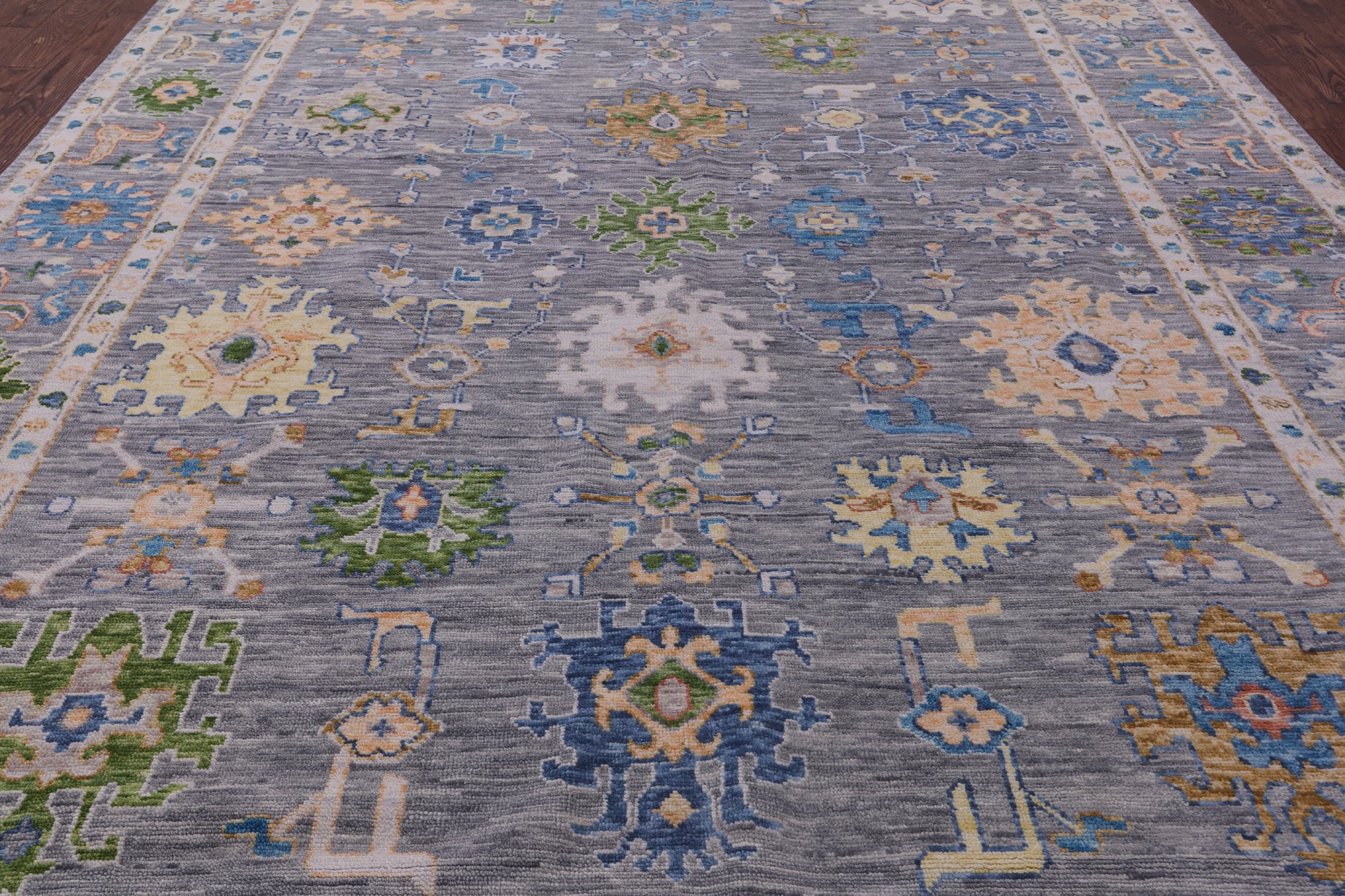 Grey Turkish Oushak Hand Knotted Wool Rug - 10' 1" X 14' 3" - Golden Nile