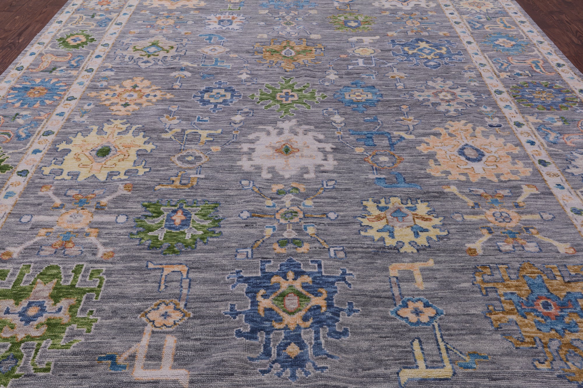 Grey Turkish Oushak Hand Knotted Wool Rug - 10' 1" X 14' 3" - Golden Nile