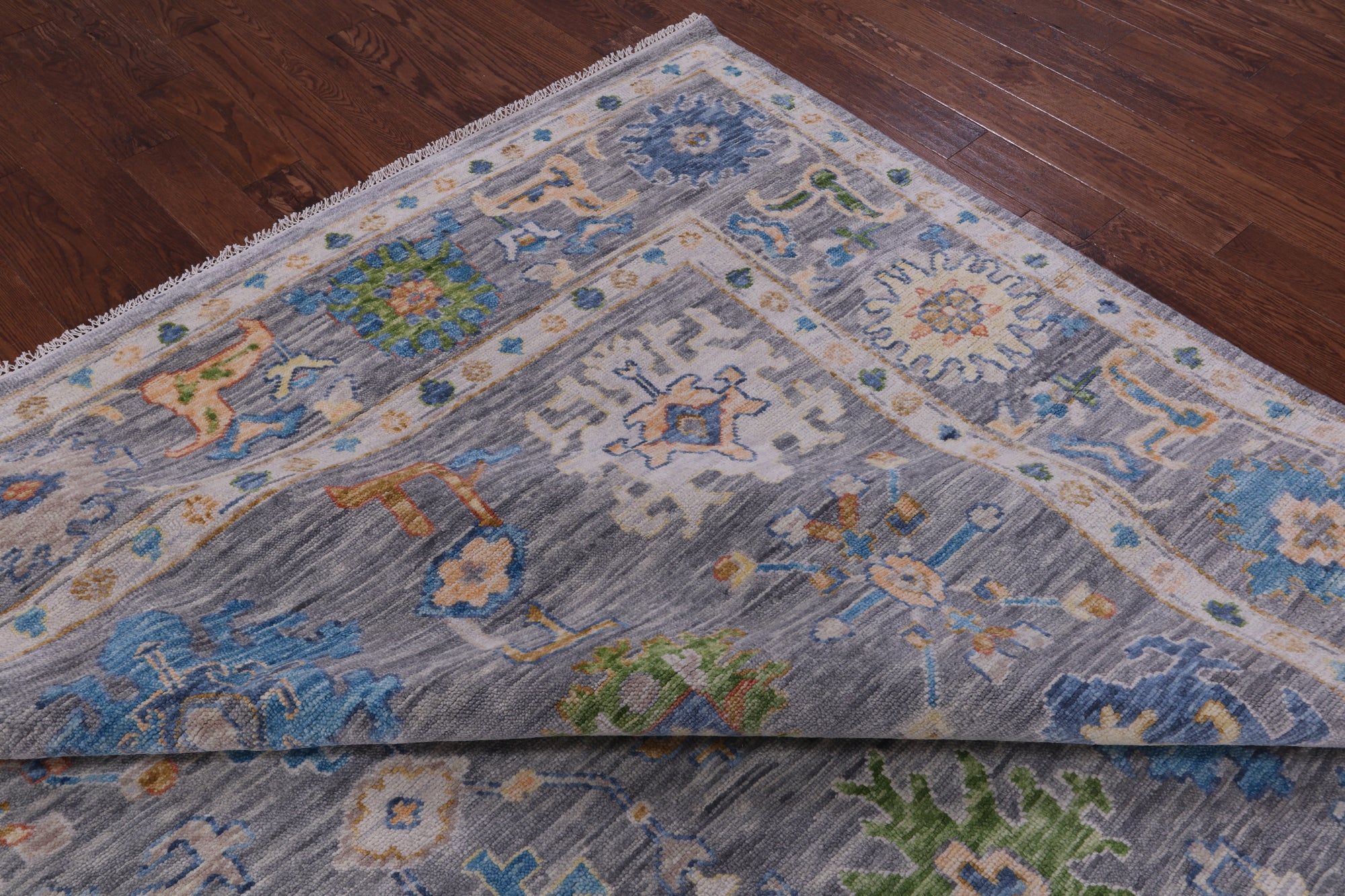 Grey Turkish Oushak Hand Knotted Wool Rug - 10' 1" X 14' 3" - Golden Nile