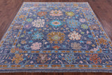 Blue Square Turkish Oushak Hand Knotted Wool Rug - 7' 10" X 8' 1" - Golden Nile