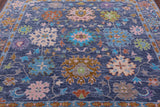 Blue Square Turkish Oushak Hand Knotted Wool Rug - 7' 10" X 8' 1" - Golden Nile