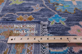 Blue Square Turkish Oushak Hand Knotted Wool Rug - 7' 10" X 8' 1" - Golden Nile