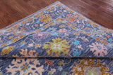 Blue Square Turkish Oushak Hand Knotted Wool Rug - 7' 10" X 8' 1" - Golden Nile