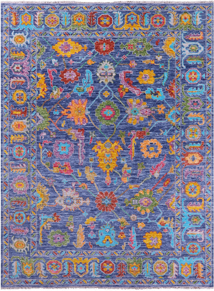 Blue Turkish Oushak Hand Knotted Wool Rug - 8' 11" X 12' 4" - Golden Nile
