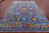 Blue Turkish Oushak Hand Knotted Wool Rug - 8' 11" X 12' 4" - Golden Nile