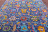 Blue Turkish Oushak Hand Knotted Wool Rug - 8' 11" X 12' 4" - Golden Nile