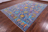 Blue Turkish Oushak Hand Knotted Wool Rug - 8' 11" X 12' 4" - Golden Nile