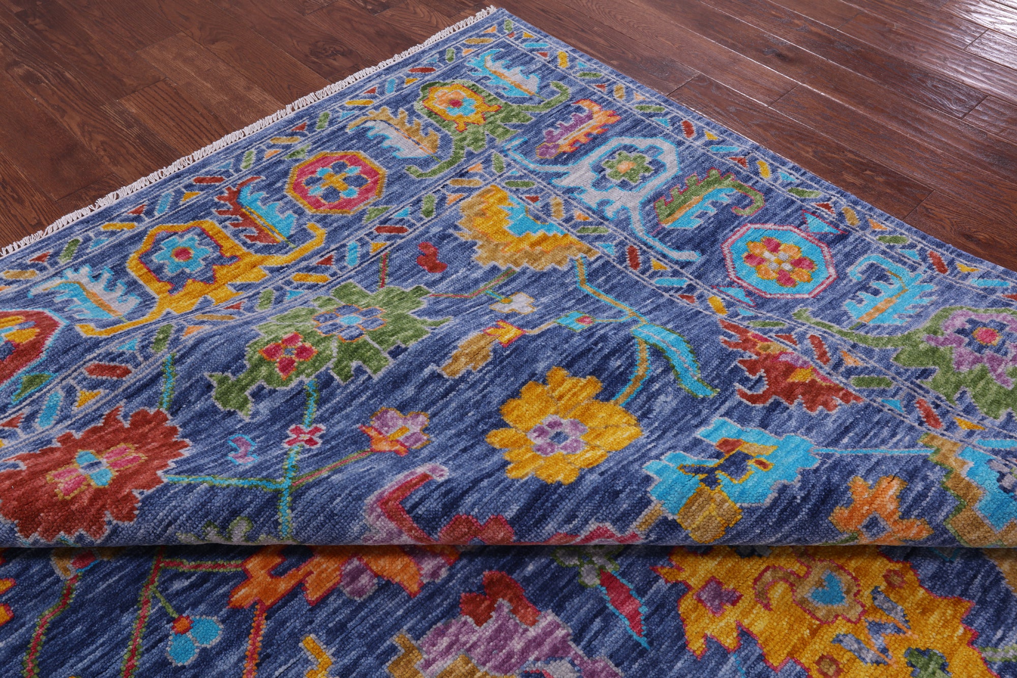 Blue Turkish Oushak Hand Knotted Wool Rug - 8' 11" X 12' 4" - Golden Nile