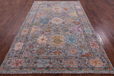 Grey Turkish Oushak Hand Knotted Wool Rug - 6' 0" X 9' 5" - Golden Nile