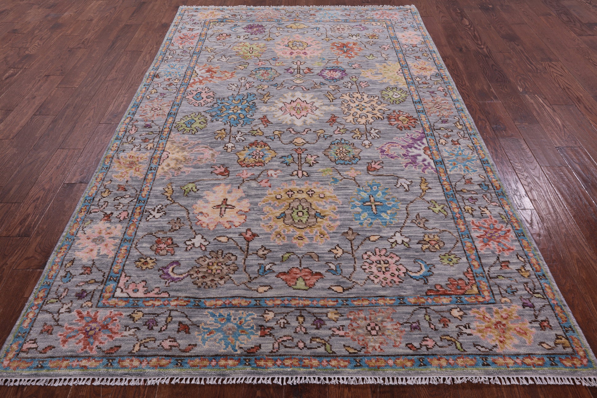 Grey Turkish Oushak Hand Knotted Wool Rug - 6' 0" X 9' 5" - Golden Nile