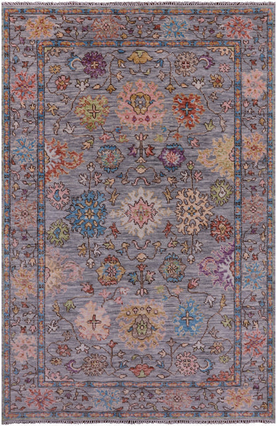 Grey Turkish Oushak Hand Knotted Wool Rug - 6' 0" X 9' 5" - Golden Nile