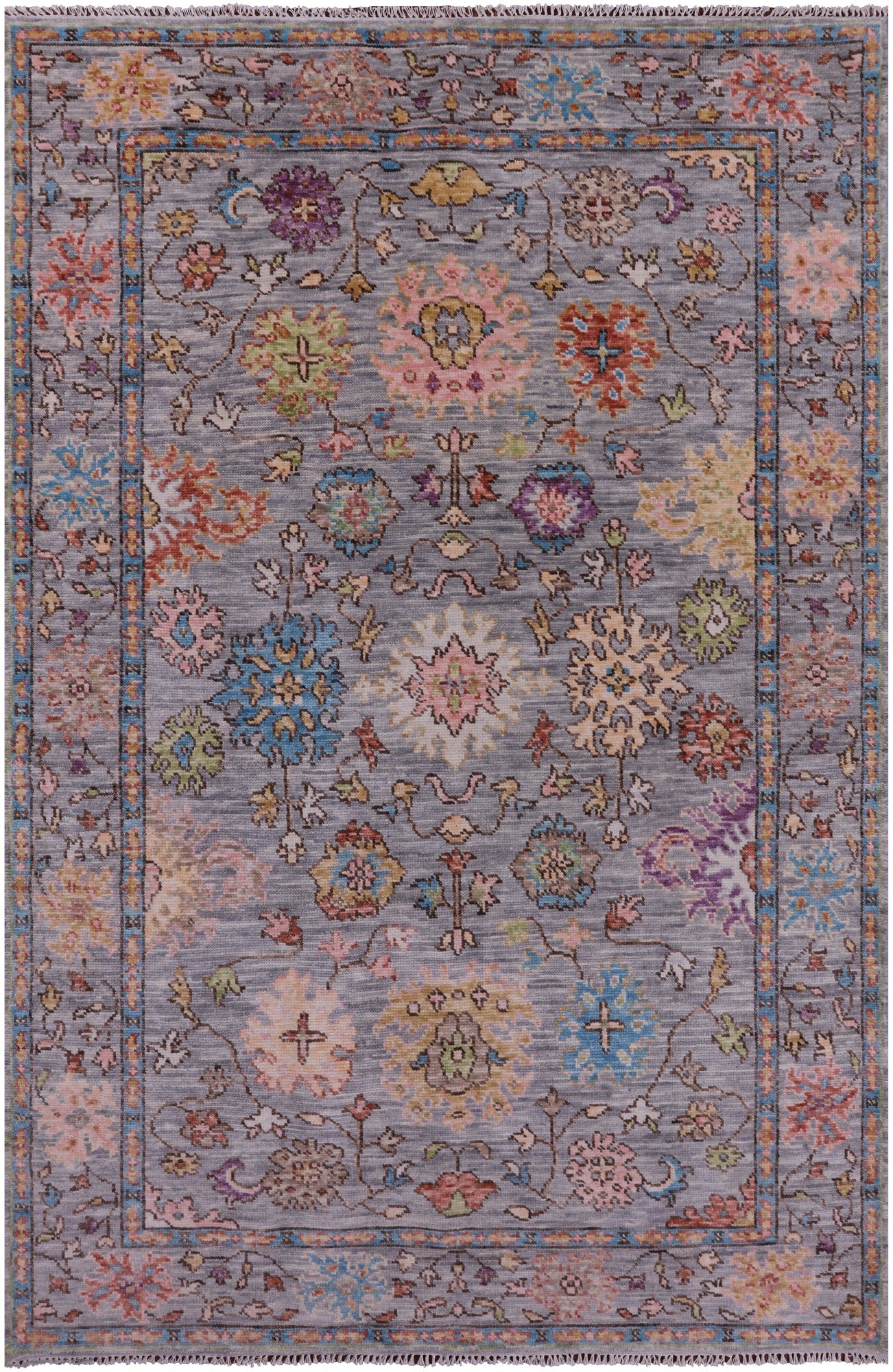 Grey Turkish Oushak Hand Knotted Wool Rug - 6' 0" X 9' 5" - Golden Nile