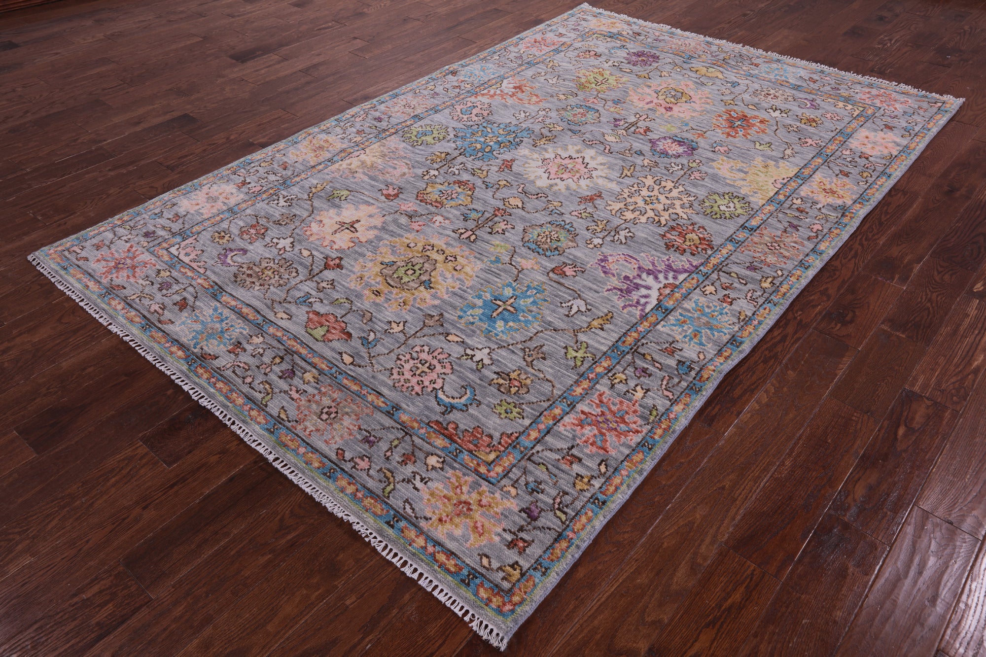 Grey Turkish Oushak Hand Knotted Wool Rug - 6' 0" X 9' 5" - Golden Nile