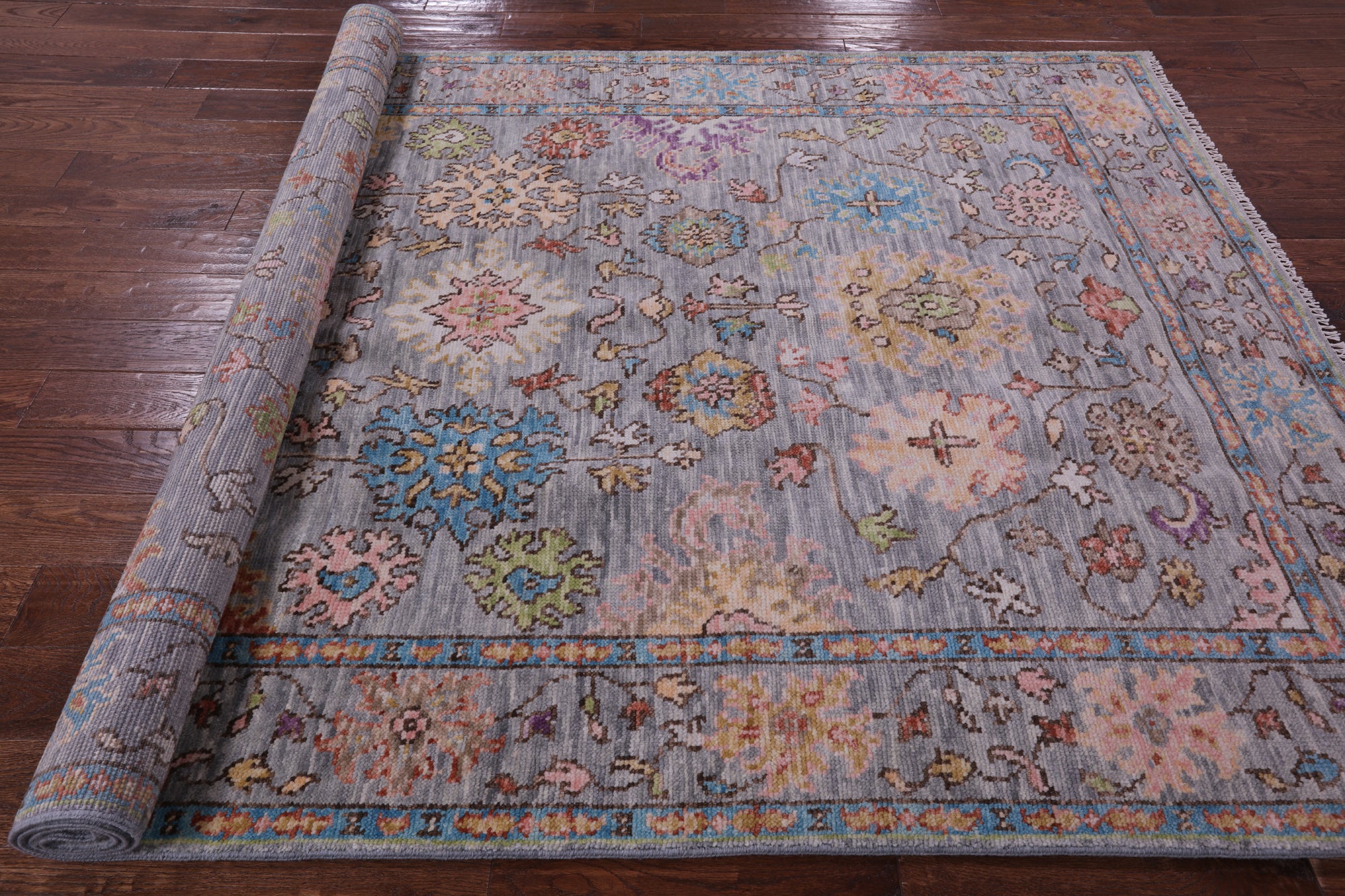 Grey Turkish Oushak Hand Knotted Wool Rug - 6' 0" X 9' 5" - Golden Nile