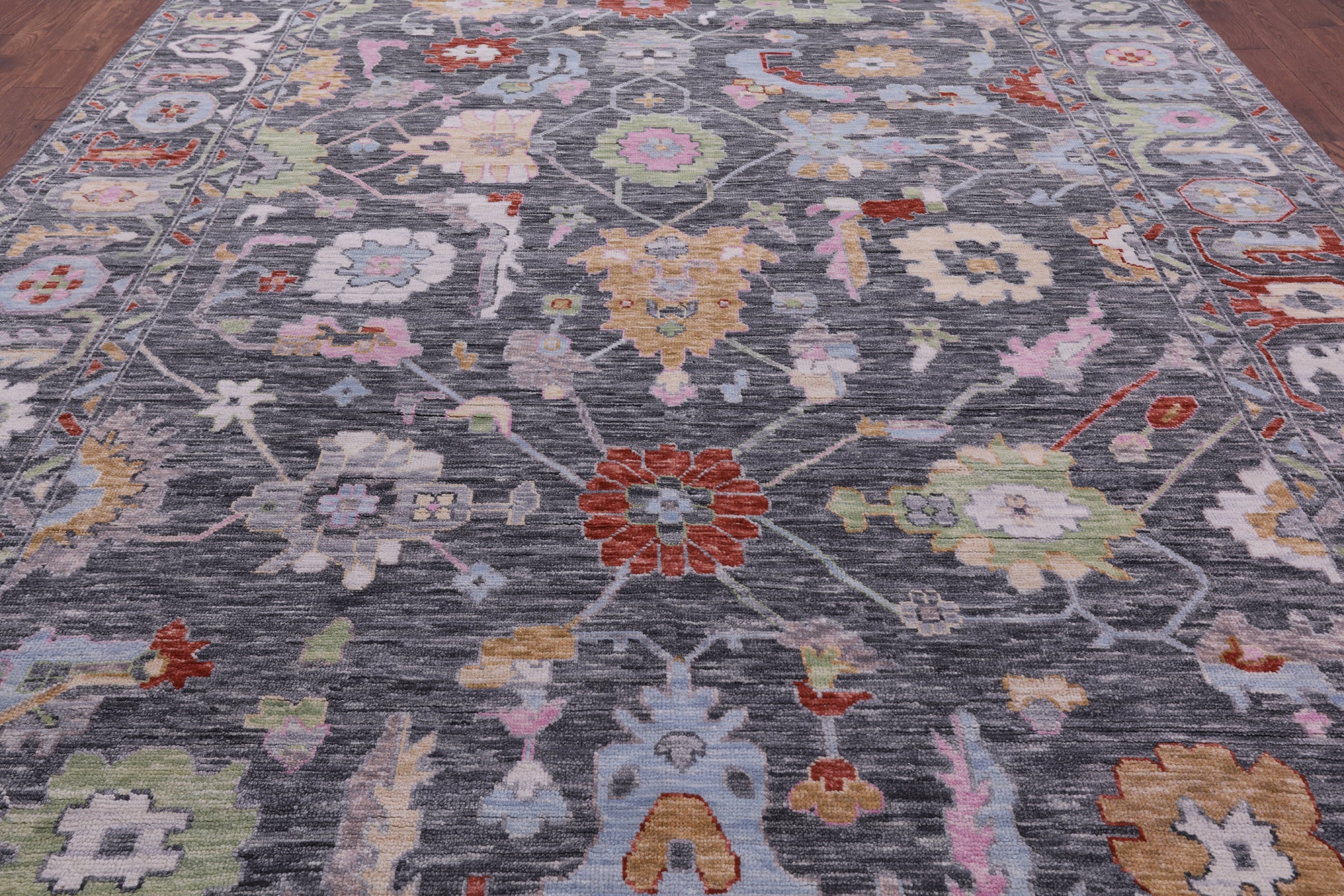 Grey Turkish Oushak Hand Knotted Wool Rug - 9' 11" X 13' 11" - Golden Nile