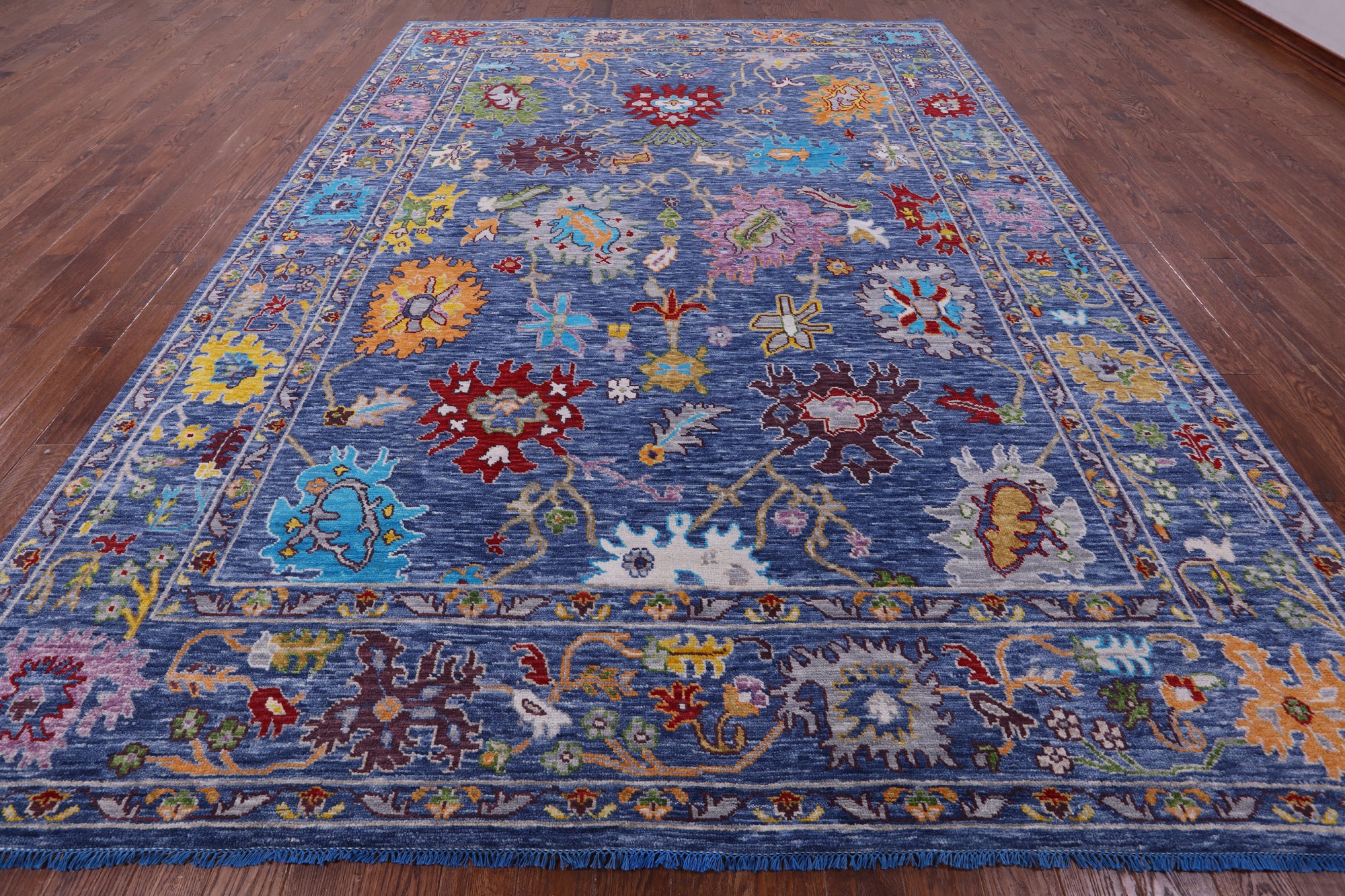 Blue Turkish Oushak Hand Knotted Wool Rug - 10' 1" X 13' 11" - Golden Nile