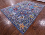 Blue Turkish Oushak Hand Knotted Wool Rug - 10' 1" X 13' 11" - Golden Nile