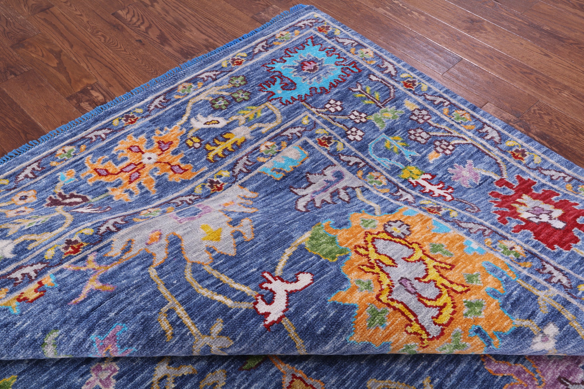 Blue Turkish Oushak Hand Knotted Wool Rug - 10' 1" X 13' 11" - Golden Nile