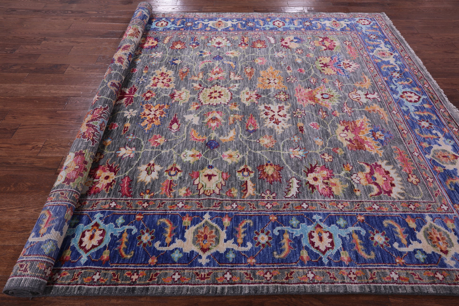 Grey Turkish Oushak Handmade Wool Rug - 8' 1" X 9' 10" - Golden Nile