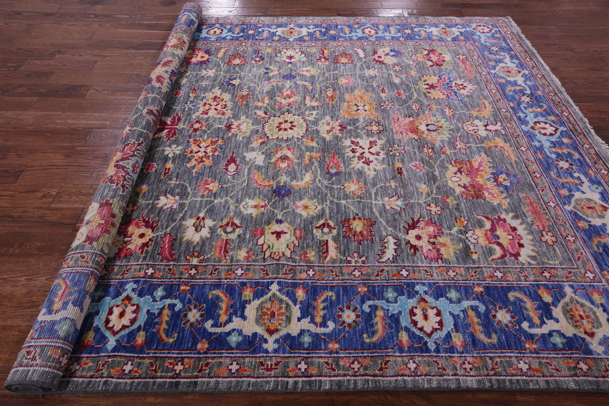 Grey Turkish Oushak Handmade Wool Rug - 8' 1" X 9' 10" - Golden Nile