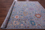 Blue Turkish Oushak Hand Knotted Wool Rug - 9' 11" X 13' 7" - Golden Nile