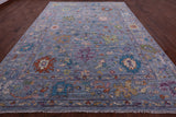 Blue Turkish Oushak Hand Knotted Wool Rug - 9' 11" X 13' 7" - Golden Nile
