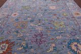 Blue Turkish Oushak Hand Knotted Wool Rug - 9' 11" X 13' 7" - Golden Nile