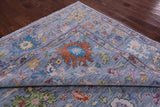 Blue Turkish Oushak Hand Knotted Wool Rug - 9' 11" X 13' 7" - Golden Nile