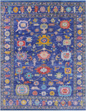 Blue Turkish Oushak Hand Knotted Wool Rug - 7' 10" X 9' 11" - Golden Nile