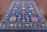Blue Turkish Oushak Hand Knotted Wool Rug - 7' 10" X 9' 11" - Golden Nile