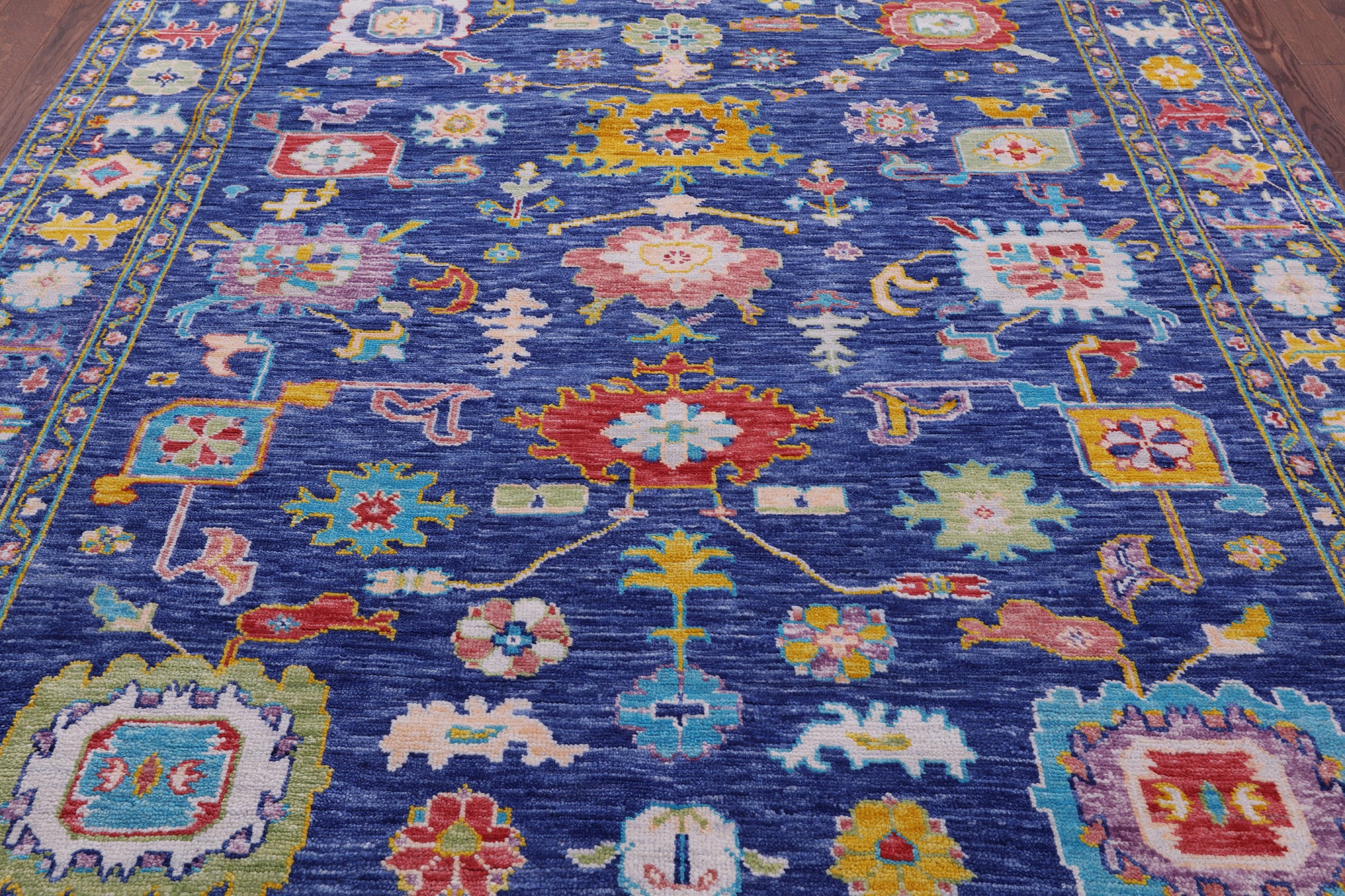 Blue Turkish Oushak Hand Knotted Wool Rug - 7' 10" X 9' 11" - Golden Nile