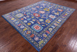 Blue Turkish Oushak Hand Knotted Wool Rug - 7' 10" X 9' 11" - Golden Nile
