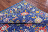 Blue Turkish Oushak Hand Knotted Wool Rug - 7' 10" X 9' 11" - Golden Nile