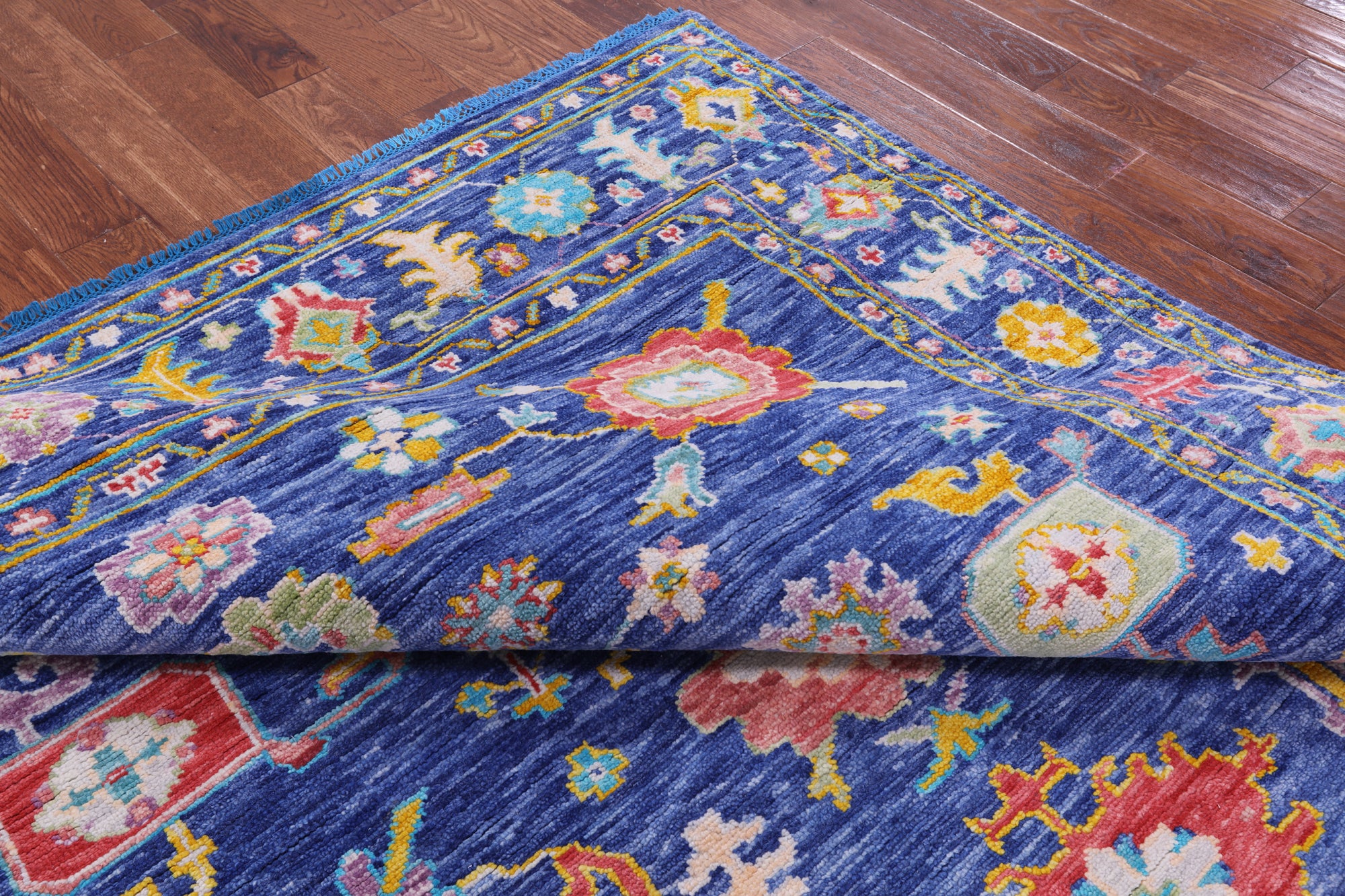Blue Turkish Oushak Hand Knotted Wool Rug - 7' 10" X 9' 11" - Golden Nile