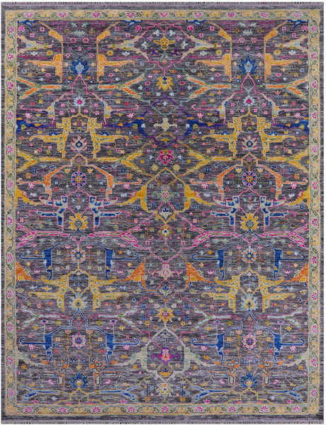 Grey Turkish Oushak Hand Knotted Wool Rug - 9' 2" X 12' 1" - Golden Nile