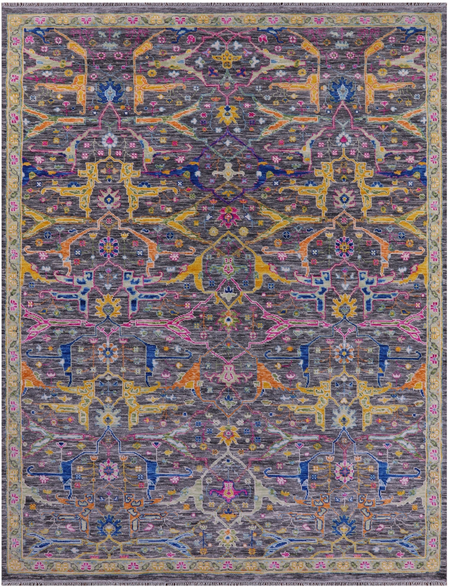 Grey Turkish Oushak Hand Knotted Wool Rug - 9' 2" X 12' 1" - Golden Nile