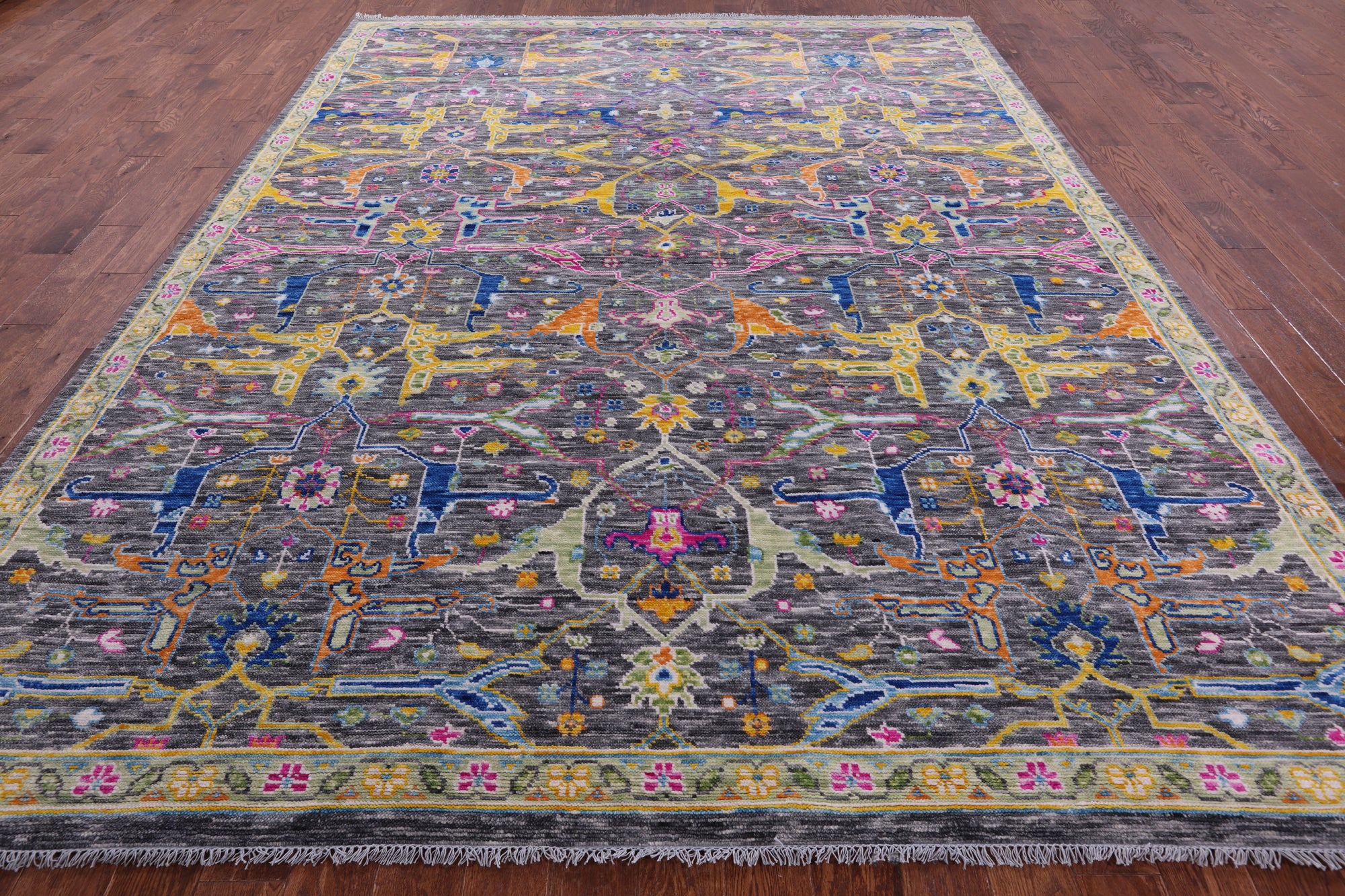 Grey Turkish Oushak Hand Knotted Wool Rug - 9' 2" X 12' 1" - Golden Nile