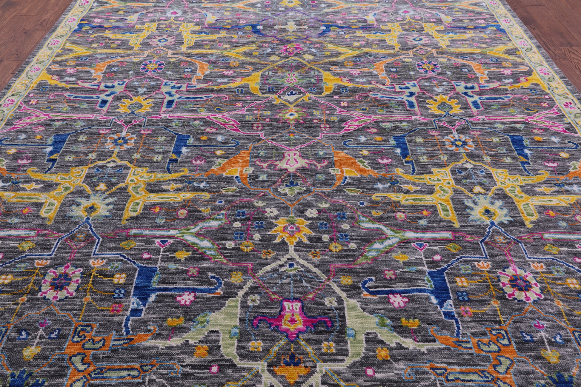 Grey Turkish Oushak Hand Knotted Wool Rug - 9' 2" X 12' 1" - Golden Nile