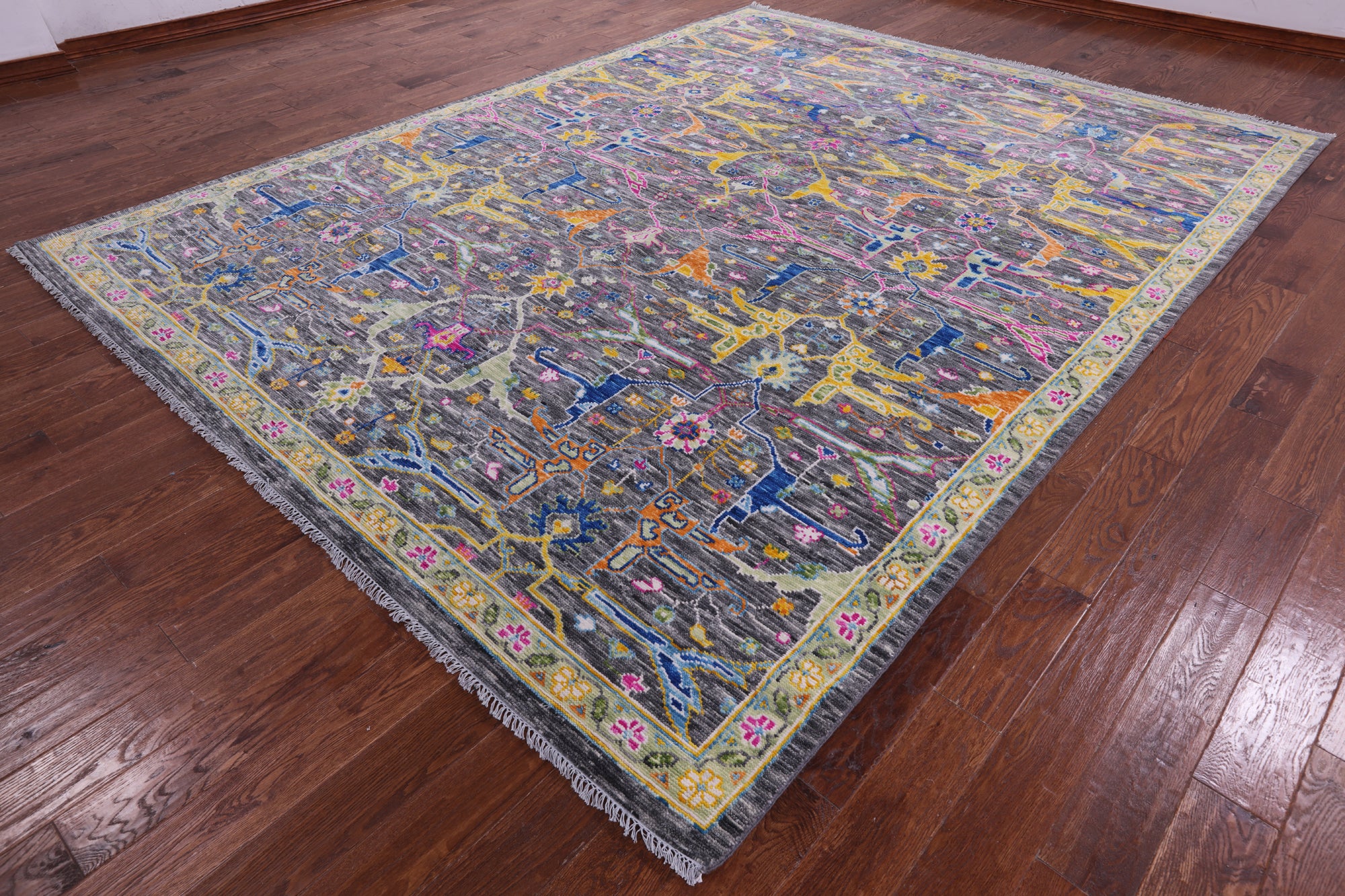 Grey Turkish Oushak Hand Knotted Wool Rug - 9' 2" X 12' 1" - Golden Nile