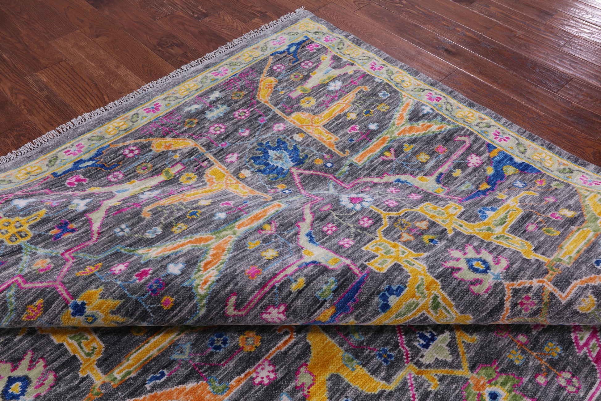 Grey Turkish Oushak Hand Knotted Wool Rug - 9' 2" X 12' 1" - Golden Nile