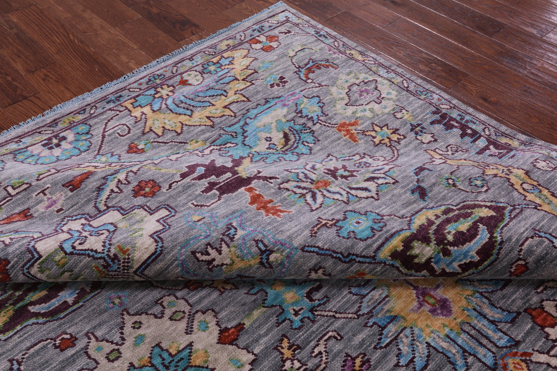 Grey Turkish Oushak Hand Knotted Wool Rug - 8' 0" X 9' 10" - Golden Nile
