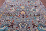Grey Turkish Oushak Hand Knotted Wool Rug - 8' 0" X 9' 10" - Golden Nile