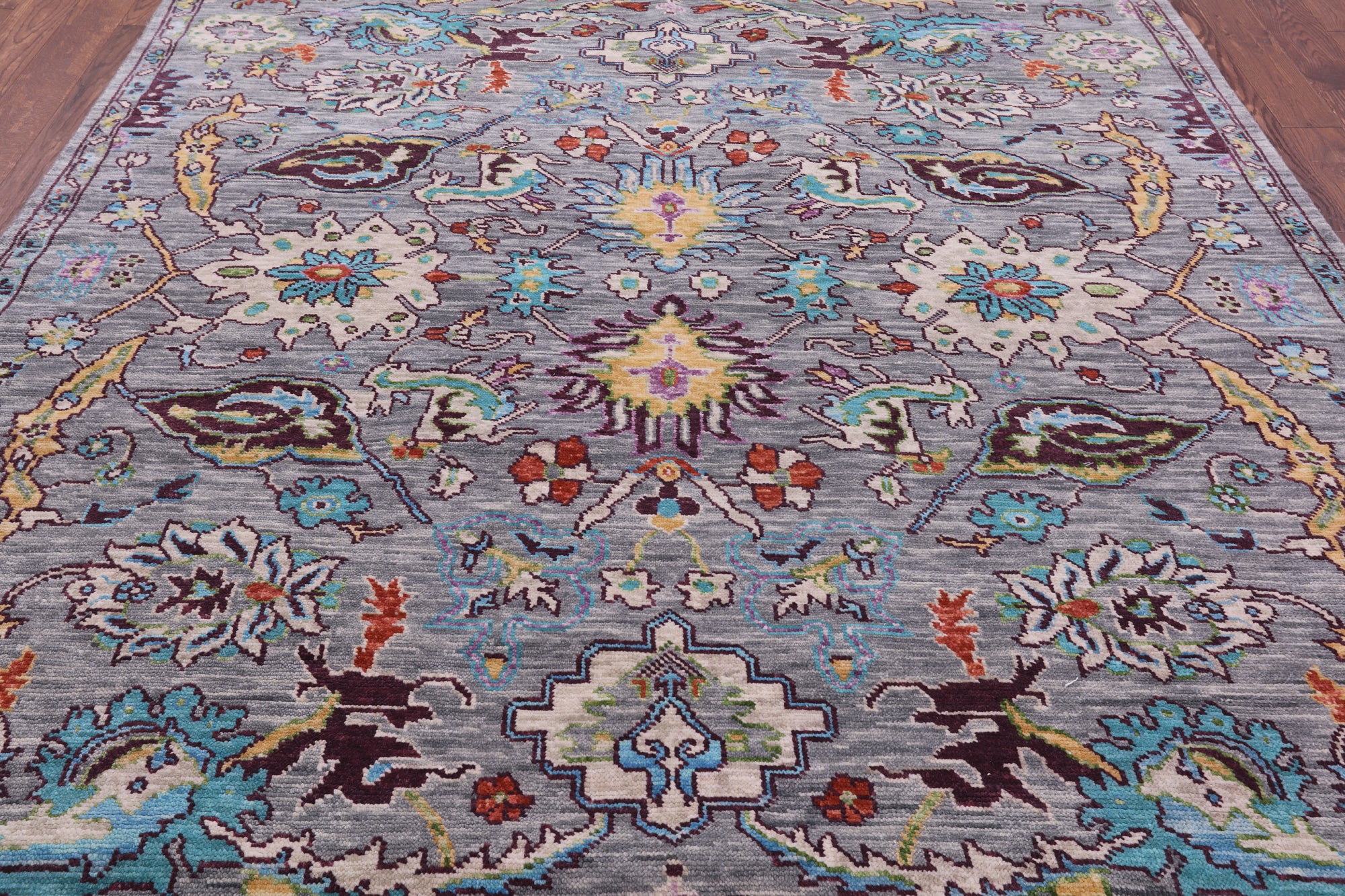 Grey Turkish Oushak Hand Knotted Wool Rug - 8' 0" X 9' 10" - Golden Nile