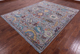 Grey Turkish Oushak Hand Knotted Wool Rug - 8' 0" X 9' 10" - Golden Nile
