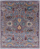 Grey Turkish Oushak Hand Knotted Wool Rug - 8' 0" X 9' 10" - Golden Nile